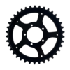 Black bicycle sprocket with teeth