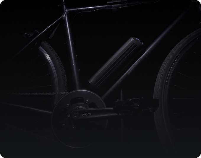 Sykio electric bike photographed in the dark
