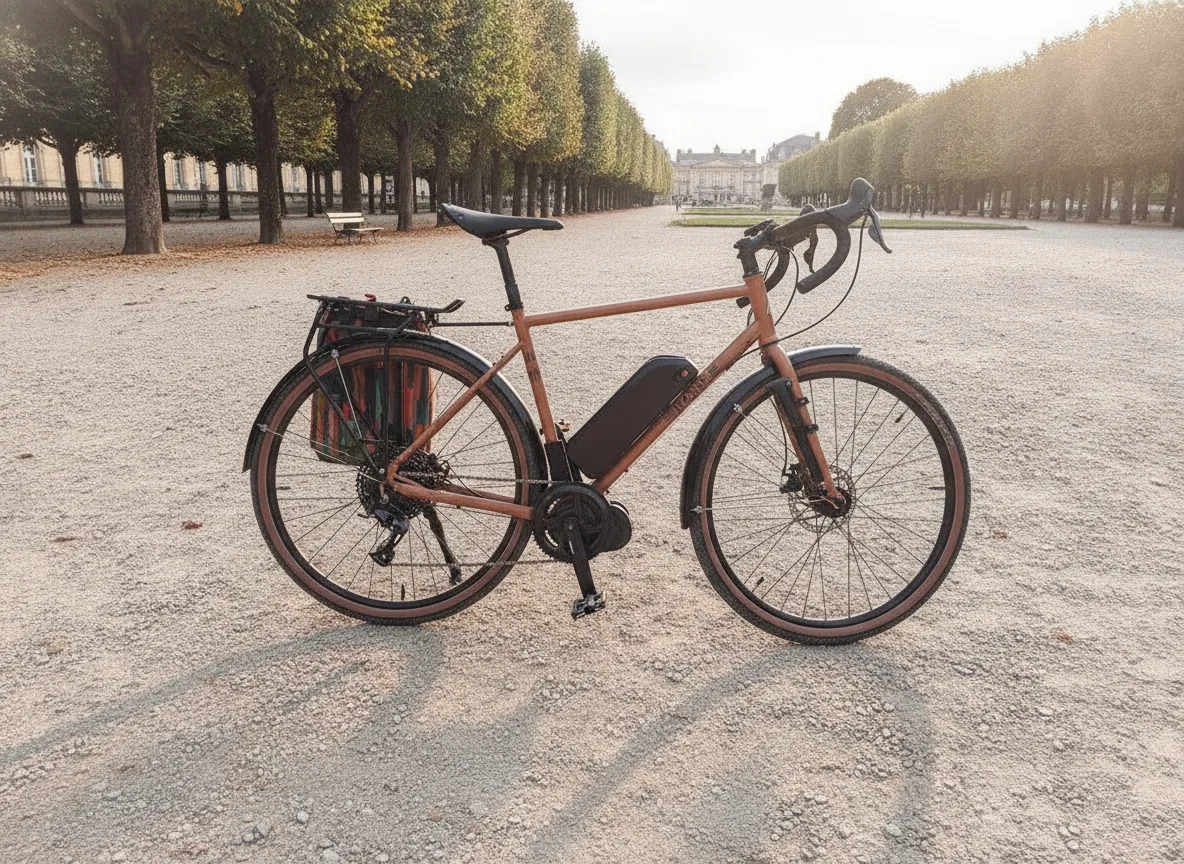 Batterie de kit vélo électrique fixée sur le cadre d'un vélo à Bordeaux