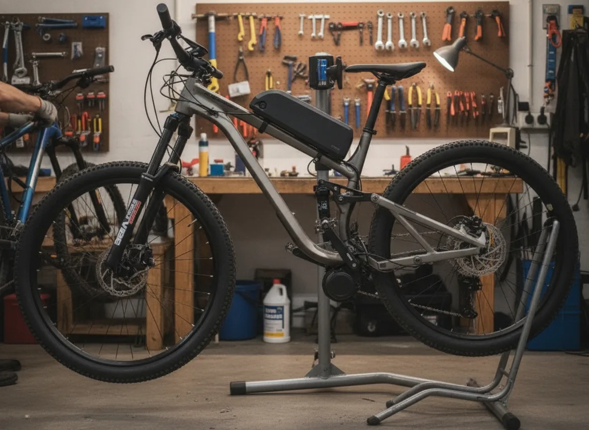 Atelier vélo partenaire à Bordeaux : pose d'un kit d'électrification Syklo