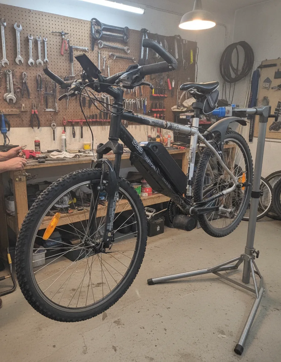 Atelier vélo de la métropole de Lyon : pose d'un kit d'électrification
