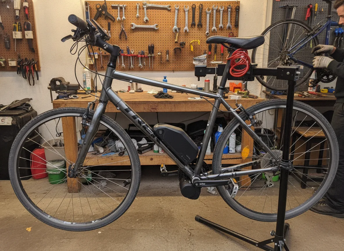 Atelier vélo partenaire à Lyon : pose d'un kit d'électrification Syklo