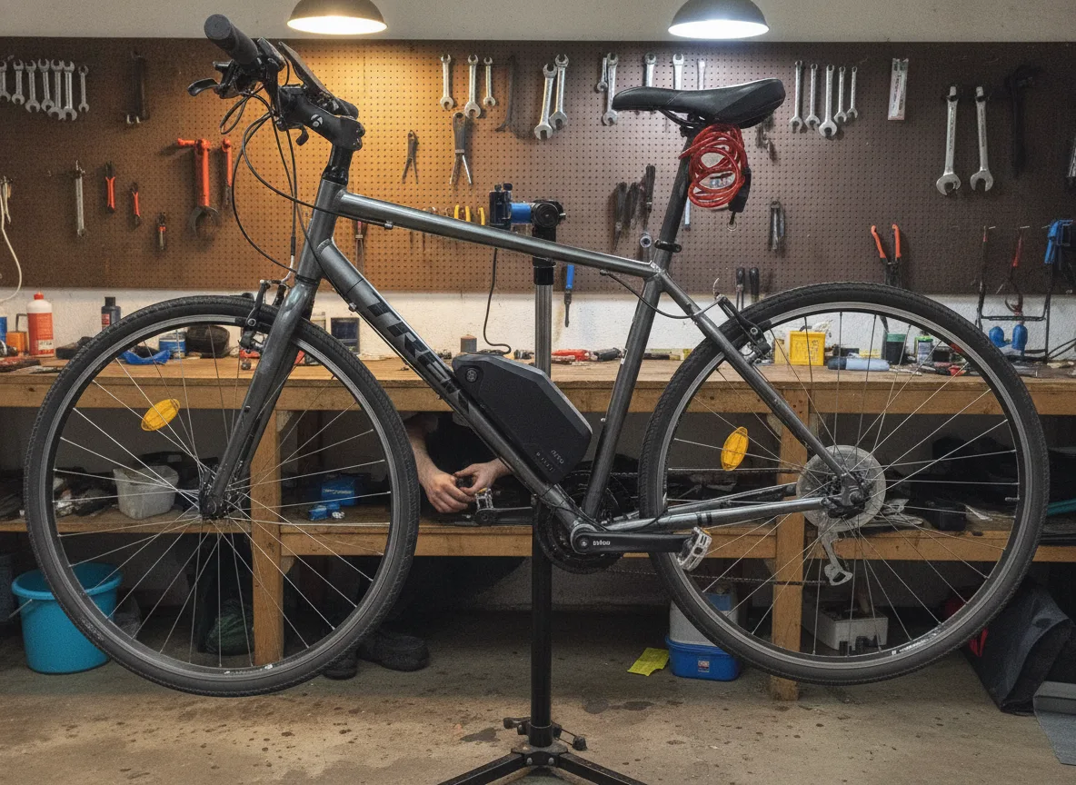 Atelier vélo partenaire à Toulouse : pose d'un kit d'électrification Syklo