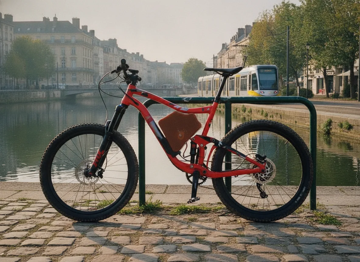 Vélo nantais stationné avant l'installation d'un kit vélo électrique