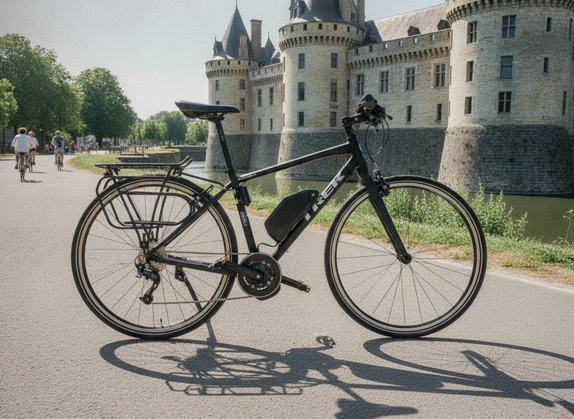 Piste cyclable des Grandes Voies Vélo à Nantes avec un vélo équipé d'un kit électrique