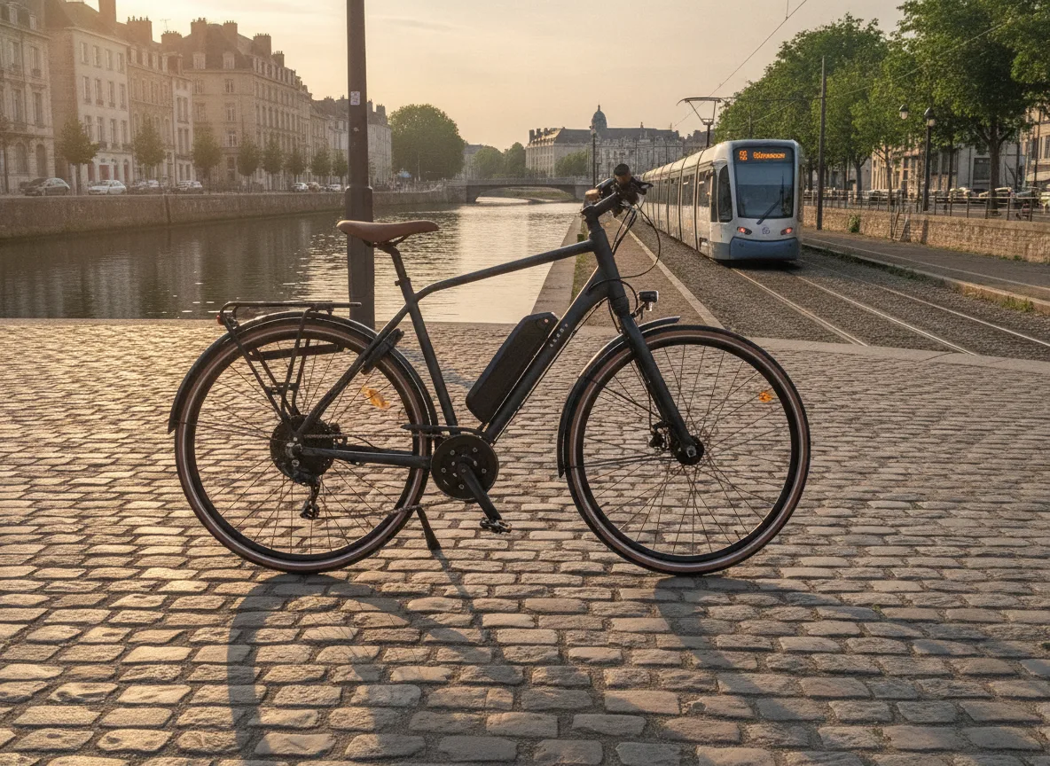 Vélo électrifié à Nantes avec écran de commande au guidon